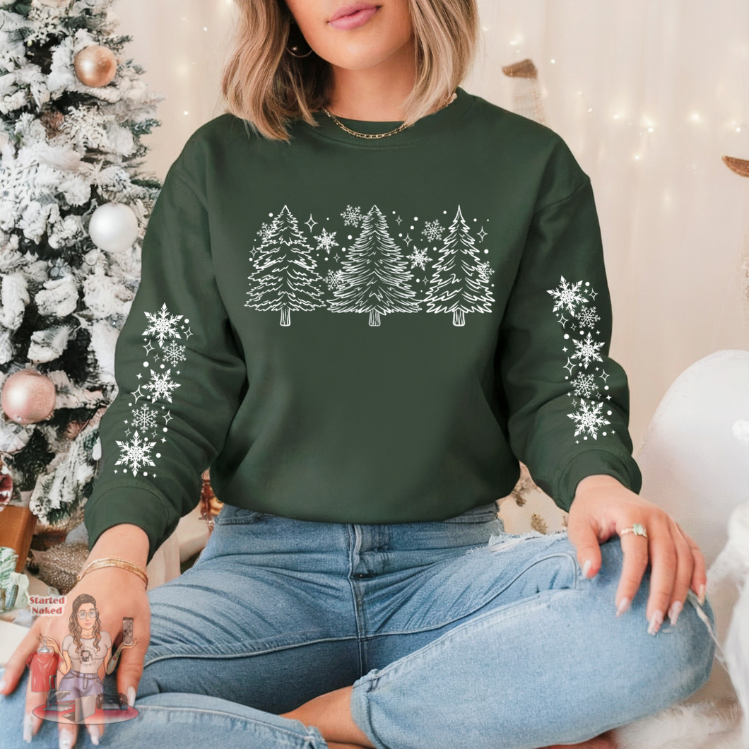 Christmas Trees With Snowflake Sleeves Sweatshirt