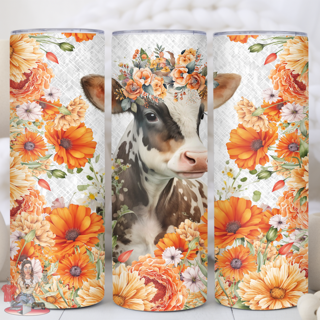 Floral Cow 20oz tumbler