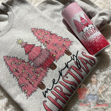 Load image into Gallery viewer, Pink merry Christmas trees (sweatshirt only)
